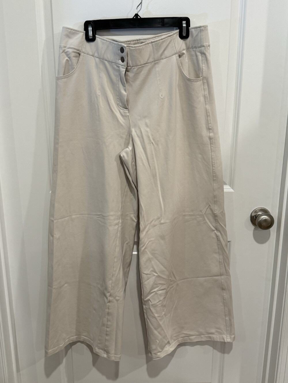 Chico's Pants Womens 2.5 US 14 Tan Beige Wide Leg Stretch Comfort Versatile
